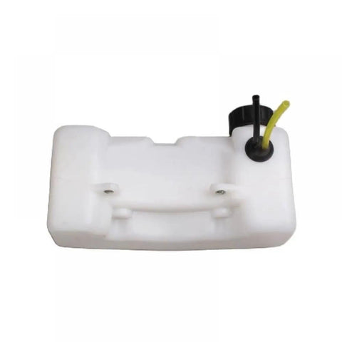 Fuel Tank Assembly For 44-5 Ground Drill And Earth Auger Engines, durable white plastic with yellow hose visible