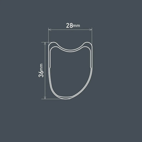 Cross-section dimensions of Dura-Ace Wh-R9270 C36 Carbon Road Wheelset 700c Tubeless Ready With 36mm Aero Depth, 21mm internal width.