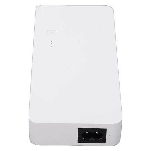 Compact 8800mAh UPS Battery Backup With PoE 24V DC Output, white casing, showing power button and AC input.