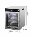 Heavy Duty 12 Tier Stainless Steel Food Dehydrator With Digital Timer And Precise Temperature Controls showing 12 stackable trays.