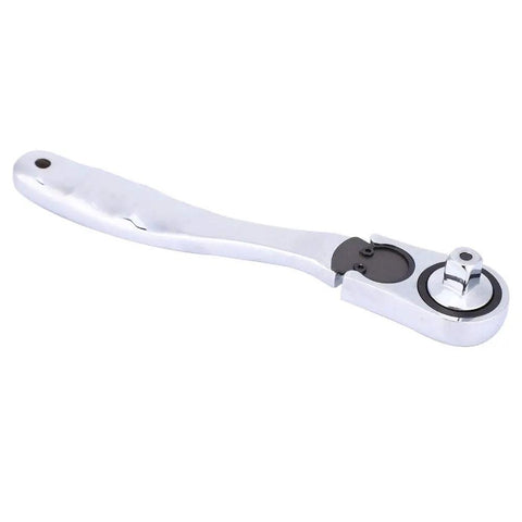 Premium Chrome Multitool Ratchet Wrench With Socket Adapter Set, chrome handle, designed for mechanic use, heavy duty.