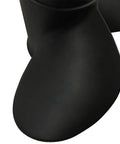 Close-up of black powder-coated Three Blade Aluminum Propeller For 35 40 50HP Outboard Motors Tohatsu Nissan 13 Spline Rubber Hub