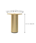Adjustable Aluminum Furniture Legs Set 4 Pack With Quick Install Round Golden Design, shown with measurements and bracket detail.