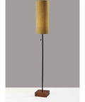 Trudy Floor Lamp With Textured Mustard Yellow Drum Shade Cube Base Pull Chain Switch Modern Living Room Lighting