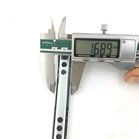 Caliper measuring Heavy Duty 17mm Metal Drawer Slides With Ball Bearing, 400mm Length, showing precise slide width