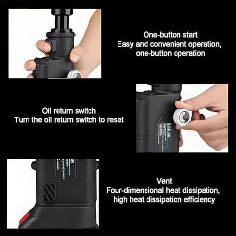 Buttons and features of Portable Hydraulic Hole Punch Kit With Six Dies 22mm To 60mm, 80KN Punch Power, 21V Battery, Cordless Beast