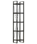 Dope 5 Tier Black Bookcase With Solid Mango Wood Shelves And Powder Coated Steel Frame Industrial Style Storage Rack For Books And Decor 15.7 By 11.8 By 70.9 Inches, side view showing tiered structure.