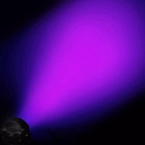 180W UV LED Par Light With DMX Control projecting vibrant purple wash on stage for glow parties and large venues