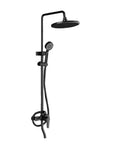 No Sweat Installs Top Shelf All In One Bath Shower Mixer Set Five Function Handheld Sprayer ABS Body Jet in black finish.