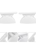 Premium 2 Pack White Rv Door Stop Retainer Tool For Motorhomes And Travel Trailers Holds Entrance Doors Securely In Place Prevents Slams While Camping Or Driving On The Road. Two white plastic door stops shown side by side.