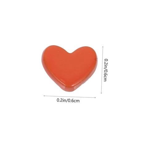 Product image of an orange heart-shaped rivet, measuring 0.2 inches, part of the 100 Pieces Heart Shaped Mini Doll Rivets For DIY Doll Clothes Fasteners