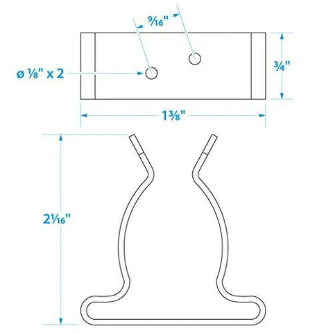 Seachoice stainless steel spring clamps, pack of 2, 1–1.75 in size, front and side views