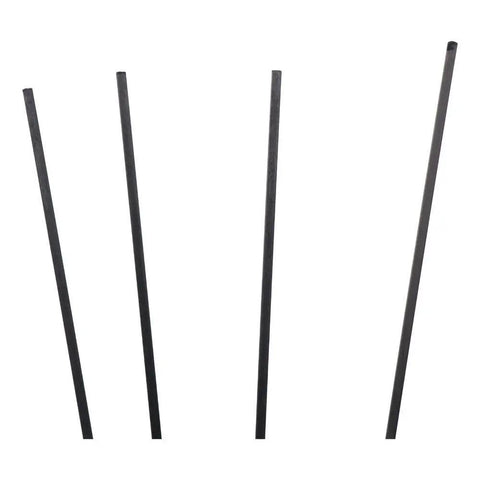 Carbon Fiber Strips 5 Pack 1x3mm 400mm Long Black Pultruded Bars For RC Drones And Planes, viewed from various angles.