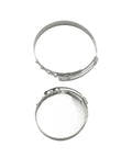 Beefy Clamp Kit For Big And Small Pipes, Leakproof Locking Set showing two silver pipe clamps on white background