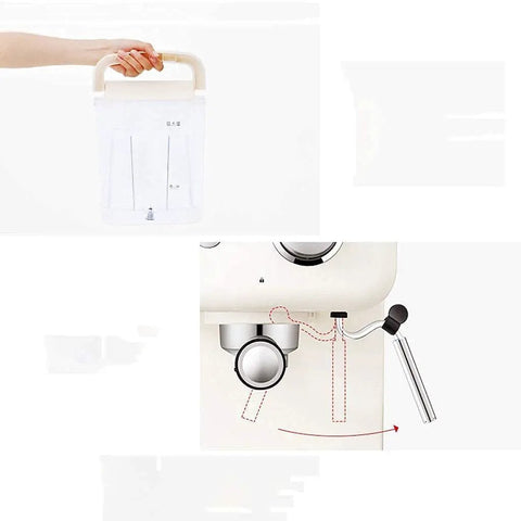 Fully Automatic Coffee Machine With Built In Grinder And Milk Frother Espresso Maker for Home Brews image showing steam wand and handle.