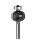 Four Piece Round Over Router Bit Set With 1/4 Inch Shank And Premium Carbide Tipped Blades For Smoother Woodworking Edge Profiling On Furniture Cabinets And Craftsman Projects Offering R3 16 To R7 16 Radii For Top Tier Results, showing a single round router bit with a black body and shiny metal shank.