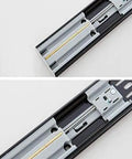 Heavy Duty Soft Close Drawer Slides With Full Extension Telescoping Runners And Precision Ball Bearings, close-up view of rail.