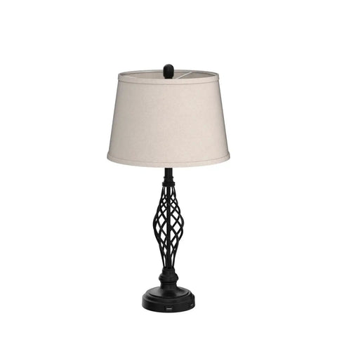 Vintage Table Lamps Set Of 2 With Dual USB Charging Ports, Farmhouse Nightstand Lights For Living Room And Bedroom, 27 Inch Retro Spiral Cage Base