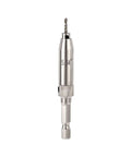 uxcell self-centering hinge tapper drill bit, 5/64 in diameter, silver with knurled grip and hex shank