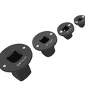 Heat Treated Low Profile Socket Adapter Set For Impact Driver 4 Piece Reduction Kit 1 To 3/4 Inch And Other Sizes Built Tough For Heavy Duty Auto Repair Jobs You Can Trust, four black adapters