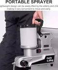 Hella Smooth Finishes Kickin Major Power Airless Paint Sprayer With Adjustable Speed And Super Long Hose For Zero Hassle Interior Exterior Walls And Furniture Projects 1600W Electric Painter Tool being easily carried by hand.