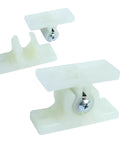 Solid Nylon Door Retainer Catch For Motorhomes And Campers stops doors from slamming, three nylon pieces shown.