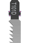 Premium Single T Style Jigsaw Blade Precision Ground High Carbon Steel T101D model for cutting wood, composite, plastic, and metal.
