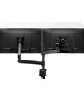 Built Different White Monitor Articulating Arm Mount With Rock Solid Height Adjustment Ultra Smooth Universal Desk Glide And Clean Cable Routing For Every Screen Setup for dual monitors, side view