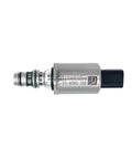 Pilot Proportional Solenoid Valve 24V Black Plug For Caterpillar Excavator E313 E320 E323 E325 E336gc, silver and black hydraulic component.