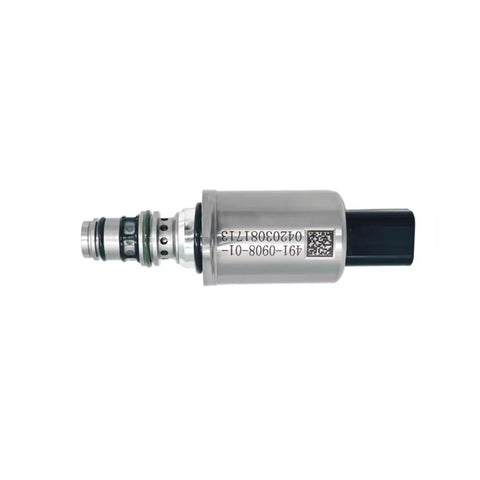 Pilot Proportional Solenoid Valve 24V Black Plug For Caterpillar Excavator E313 E320 E323 E325 E336gc, silver and black hydraulic component.