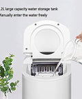 Heavy Duty Countertop Ice Maker Pumping Out Nearly Forty Pounds Daily With Lightning Fast Six Minute Freeze Cycles and Flexible Dual Size Cubes for Top Shelf Home Kitchen or Weekend Hangout Setup showing 2.2L water tank being filled.