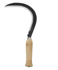 Curved Weeding Harvest Scythe with 13 Inch Carbon Steel Blade and Beige Handle for clearing tall weeds and soft brush