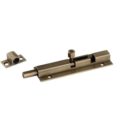Premium 2 Inch Pure Copper Door Bolt Antique Bronze Barrel Slide Lock with solid rod and heavy-duty design for security.