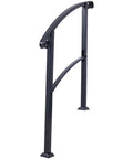 Sturdy As Nails Wrought Iron Handrails For Outdoor Steps With Curved Non Slip Grip Solid Black Porch Railing Kit angle view