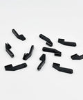 Ten Pack RC Airplane Plastic Swing Keepers for 2mm Rods Snug Snap Fit Easy Install Replacement Parts for DIY Model Planes arranged on white background