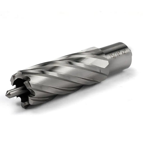 Pro Shop Tested Heavy Duty Annular Cutter With 3/4 Inch Weldon Shank And 15/16 Inch Cut Diameter on white background.