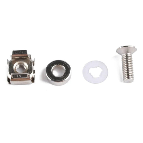 Rock Solid Premium M5 Rack Cage Nuts With Mounting Screws And Washers Set Of Two Metric Server Cabinet Hardware displayed components
