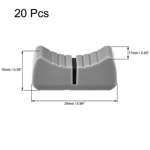 Fader Knob Replacement Set For Potentiometer 24mm By 11mm By 10mm Fits 4 X 0.9mm Holes 20 Pcs Gray With Black Mark For Guitar Amps Mixers