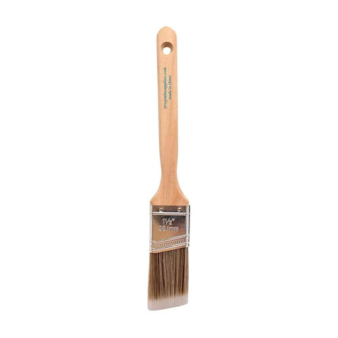 Single brush from 12 Pack One Point Five Inch Angle Paint Brushes With Thick Synthetic Filament For Quick Cut Ins On Walls And Trim