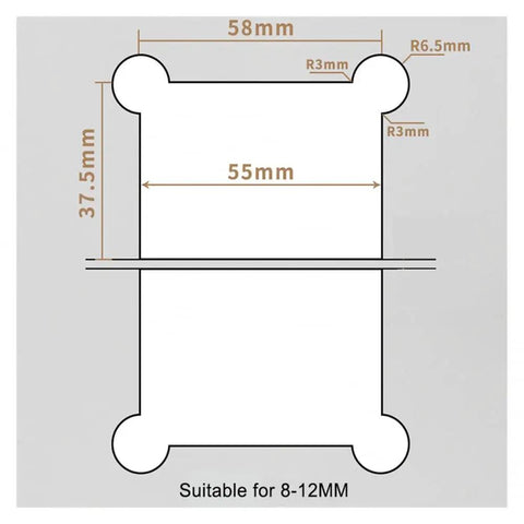 High Octane Glass Door Hinges With Fire Gold Finish Beefy 304 Stainless Steel Construction dimensions diagram for 8-12 mm panes