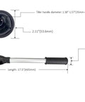 Fixed 17.5 Inch Tiller Handle Extension For Trolling Motors Ergonomic No Slip Grip Anodized Aluminum Tubing dimensions shown