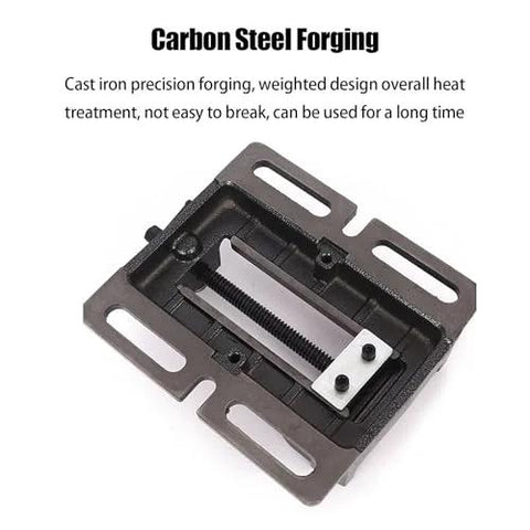 4-inch flat table woodworking bench vise with sliding jaw, steel construction for drilling and machining