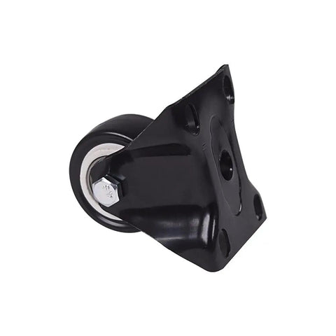 Top Shelf 4 Pack 1.6 Inch Black Polyurethane Fixed Castor Wheels showing black metal base and durable wheel design.
