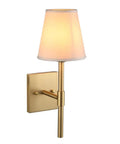 Set Of 2 Hardwired Wall Sconces With White Fabric Shade, Brass Finish Bases, Cloth Wall Mount Lighting For Living Room, Bedroom, Bathroom And Hallway