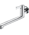 Rotatable Wall Mounted Cold Water Faucet Single Lever Kitchen Sink Tap 304 Stainless Steel for Mop Pool Utility Extended Spout Silver(25cm) close-up view.