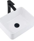 Rectangular Vessel Sink With Matte Black Faucet And Pop Up Drain 16 By 12 Inch Above Counter White Porcelain