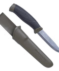 Companion Fixed Blade Outdoor Knife with Hardened Sandvik 12C27 Stainless Steel Blade 4.1 Inch Military Green and sheath