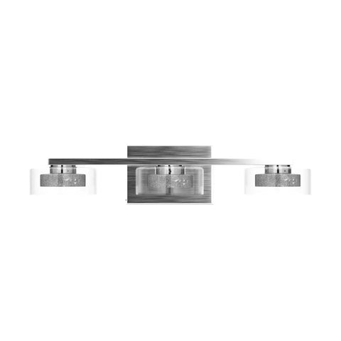 Dimmable Led Three Light Bathroom Vanity Light Over Mirror With Modern Crystal Brushed Nickel Finish And Clear Glass Shades