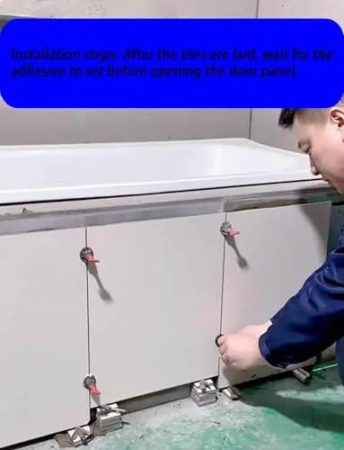 Heavy Duty Concealed Pivot Hinge For Invisible Doors And Tile Access Panels Stainless Steel Removable Hidden Hardware being installed on cabinet.