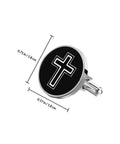 Men's Titanium Steel Cross Cufflinks Black Metal Dress Accessories For Business Formal Wear One Pair Decorative Religious Cross Design